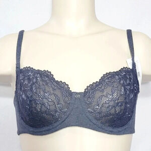 32B Le Mystere 8235 Comfort‎ Chic Balconette UW Bra Black NWT